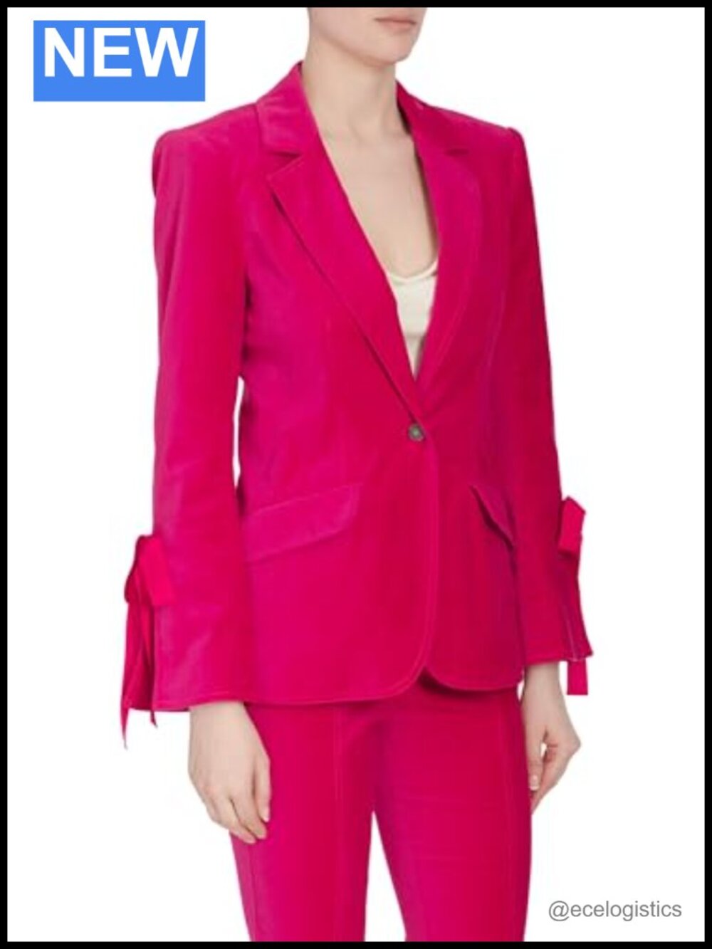 Velvet Blazer Notch Collar Long Sleeve Button Party